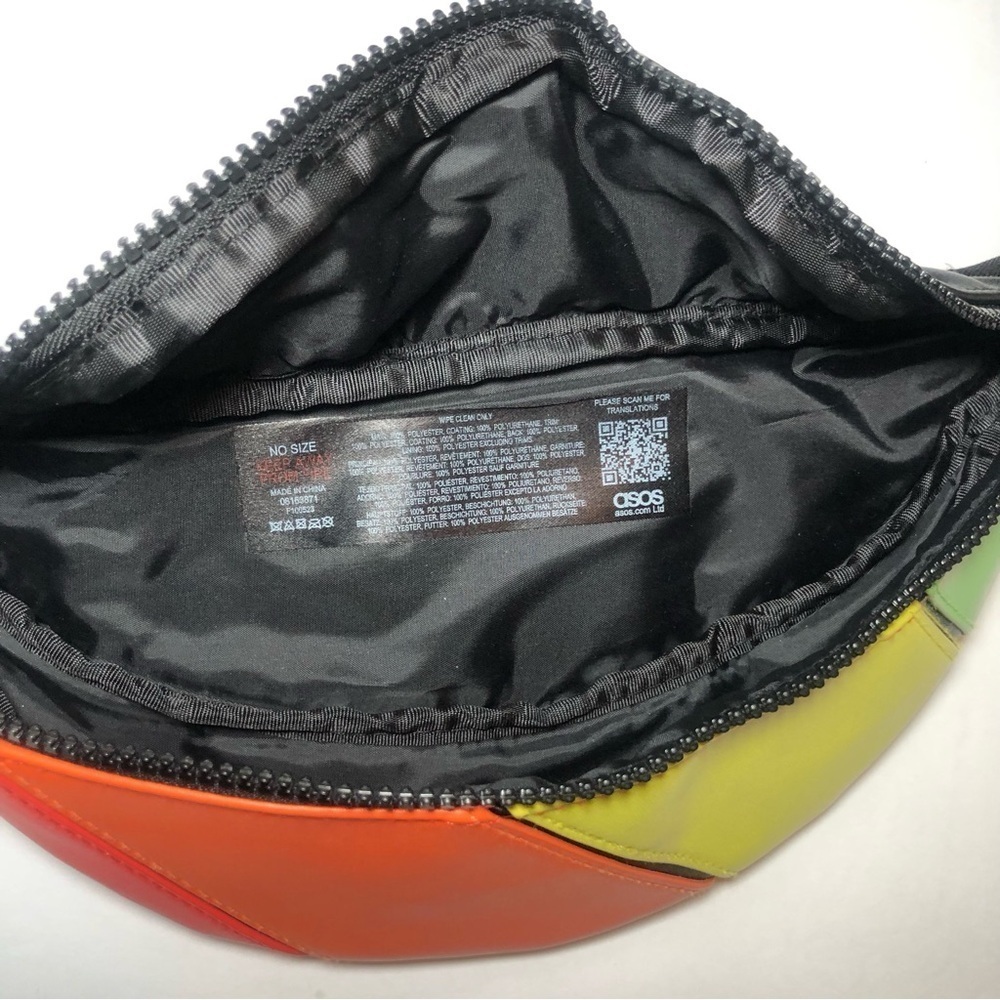 NWOT ASOS DESIGN cross body fanny pack in rainbow color block - Picture 9 of 16